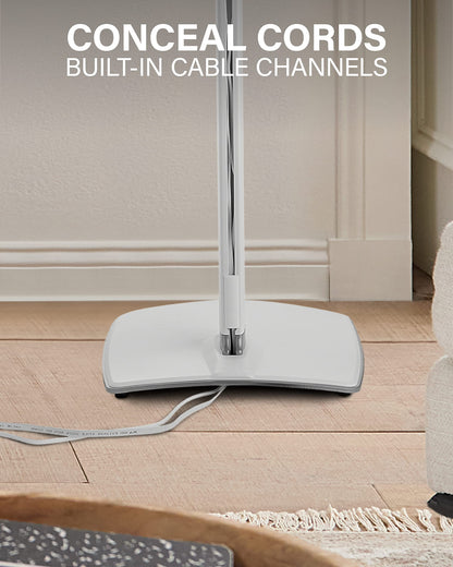 SANUS Adjustable Height Wireless Speaker Stands Designed for Sonos One, One SL, and Play:1 - Tool-Free Adjustment up to 16" and Built-in Cable Management (White)