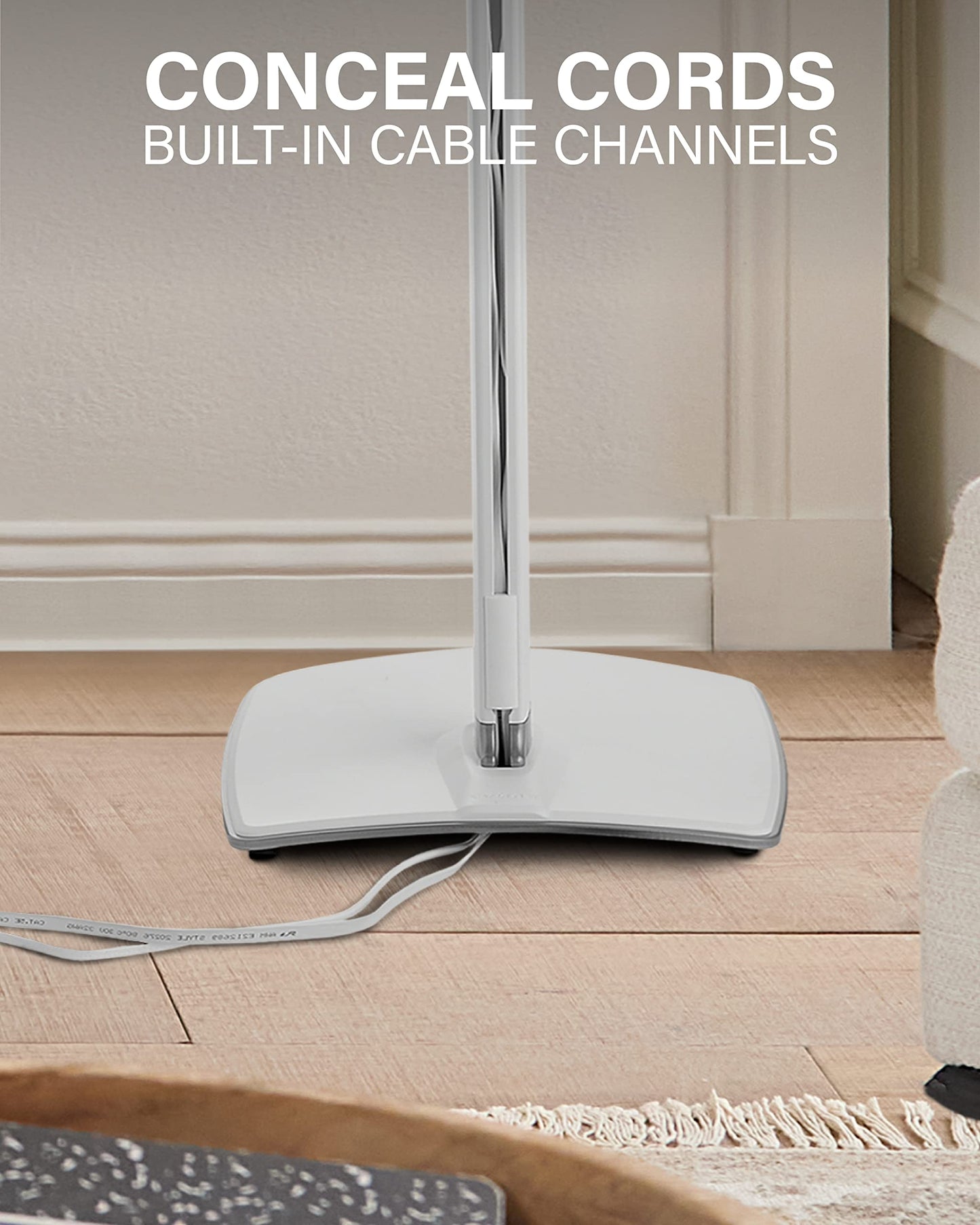 SANUS Adjustable Height Wireless Speaker Stands Designed for Sonos One, One SL, and Play:1 - Tool-Free Adjustment up to 16" and Built-in Cable Management (White)