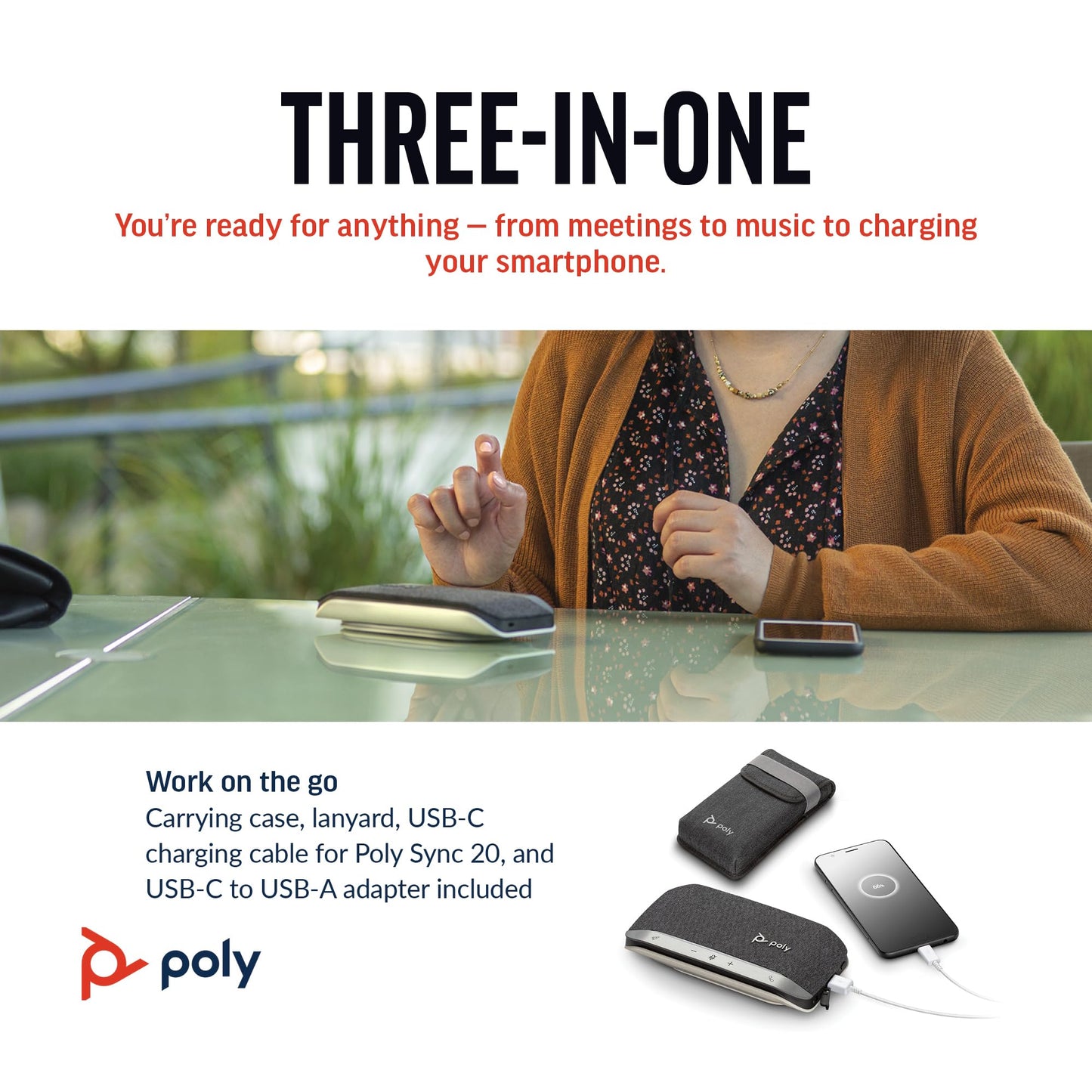 Poly Sync 20 USB-C Personal Portable Smart Speakerphone (Plantronics) – Noise/Echo Reduction -Works w/Teams, Zoom, PC, Mac, Mobile – Amazon Exclusive