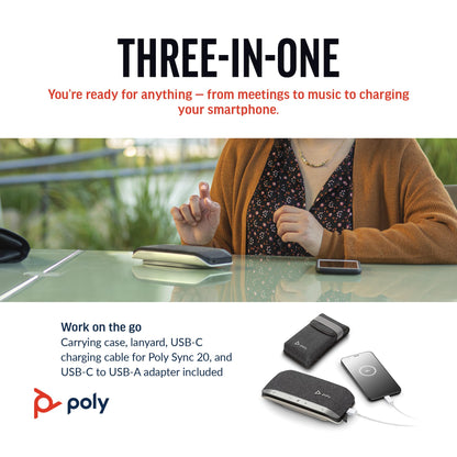 Poly Sync 20 USB-C Personal Portable Smart Speakerphone (Plantronics) – Noise/Echo Reduction -Works w/Teams, Zoom, PC, Mac, Mobile – Amazon Exclusive