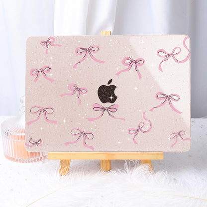May Chen Case for MacBook Air 13/13.6 inch M5 A3449 M4 A3240 M3 A3113 M2 A2681, 2026 2025 2024-2022, Plastic Hard Shell with Keyboard Cover & Screec Protector, Sakura Pink Glitter Bow