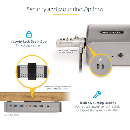 StarTech Dual-Host USB-C KVM Dock, Dual 4K 60Hz DisplayPort, GbE, 90W, TAA