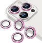 AGVEE 3+3 6 Pack for iPhone 15 Pro 6.1" / 15 Pro Max 6.7" Camera Lens Cover Protector, Bling Diamond & Bling Glitter Metal Ring 9H Tempered HD Glass Camera Cover Protector Film, Bling-Rose