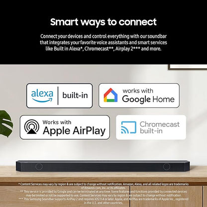 Samsung HW-Q910D 9.1.2 ch Soundbar w/Dolby Audio, Surround Sound Expansion, Adaptive Sound, Wireless Subwoofer, 2024