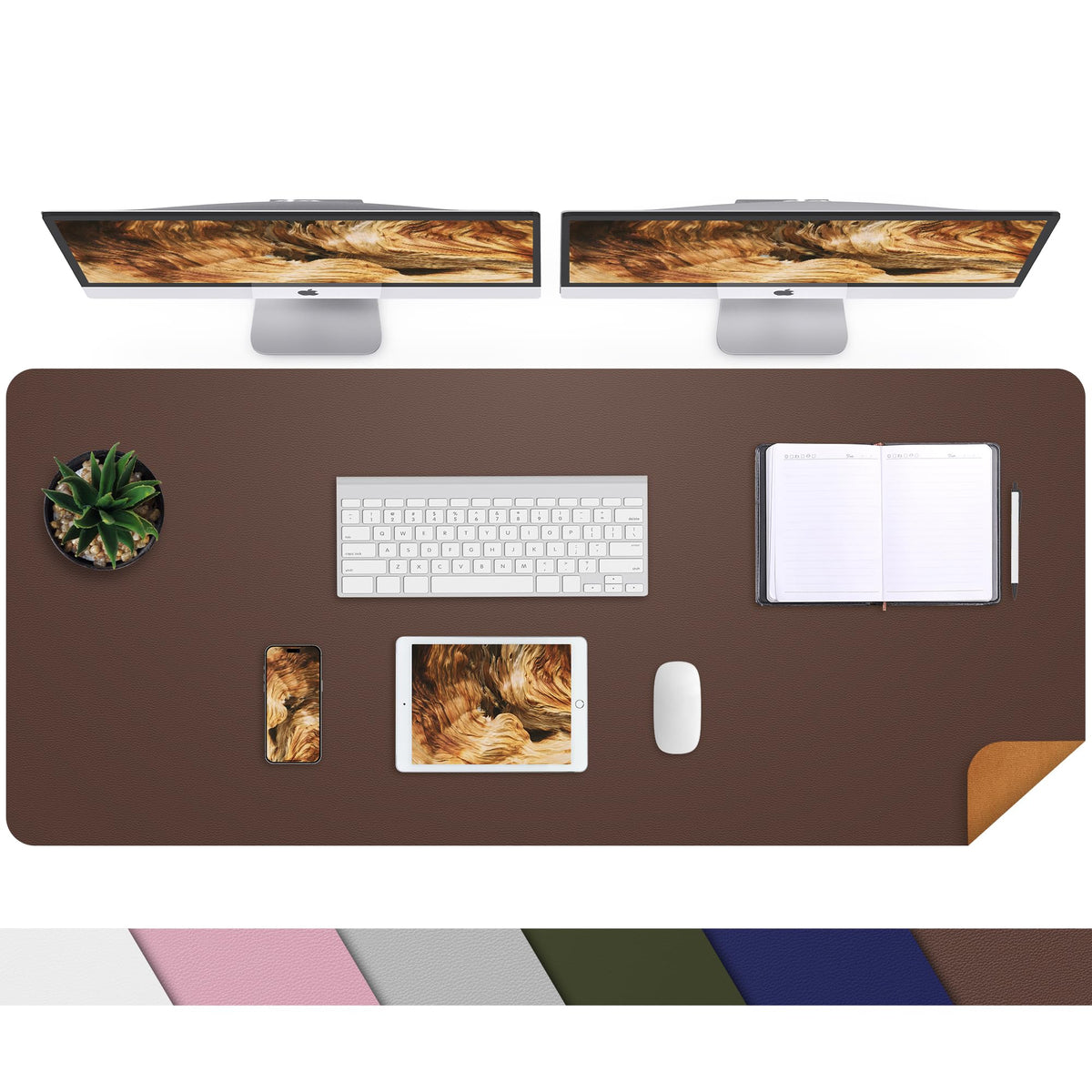AFIING Leahter Desk Pad 47" x 17", Red,Desk Cover mat