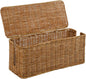 PEMAR Natural Rattan Wicker Cable Management Box, Cable Organizer, 2 Open Slots, Under Desk Cord Organizer, Cover & Hide Power Strips for TV Desk, Computer, Router, USB Hub (Natural Brown Color)