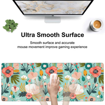 Colorful Flowers and Berries Desk Mat,Large Beautiful Floral Branches Gaming Keyboard Mouse Pad,Non-Slip Rubber Base Desk Pad Thick Stitched Edges Waterproof Mousepad Mouse Mat 31.5"x11.8"