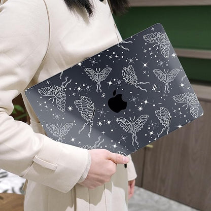 MEEgoodo Case for MacBook Air M4/M3/M2 13.6 inch 2025 2024 2022, Fit Model A3240 A3113 A2681, Compatible with MacBook Air 13 inch, Laptop Hard Shell Case with Keyboard Cover, Butterflies & Space