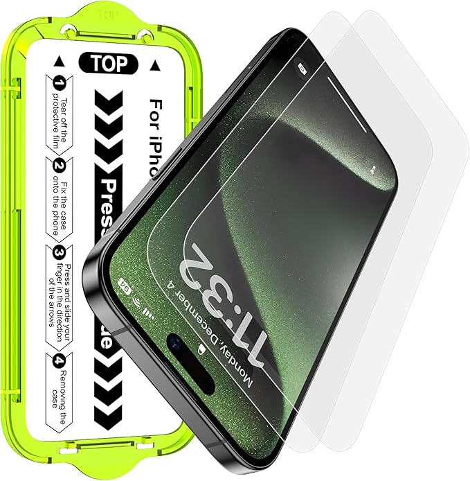 Esanik for iPhone 15 Pro Max Matte Glass Screen Protector [Auto-alignment] Anti-Glare & Anti-Fingerprint,Anti-Reflection,Bubble Free, Smooth as Silk, 2 Pack 9H Glass Screen Cover