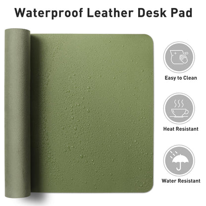 Aothia Desk Protector Mat, Mouse Pad, Non-Slip Waterproof PU Leather Desk Blotter, Laptop, Writing for Office and Home (23.6" x 13.7", Olive Green)