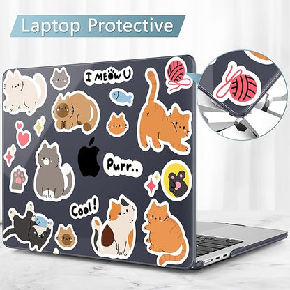 May Chen for MacBook Air 13.6 Inch Case 2025/2024/2023/2022 Release (Model A2681 A3113 A3240, M2 M3 M4 Chip) – Hard Shell Laptop Cover with Keyboard Cover & Screen Protector，Cat Sticker Print