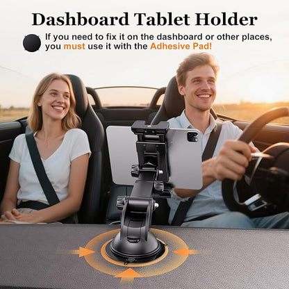 OHLPRO Tablet Holder for Car Dashboard [Suction Cup Mount] Windshield Wall Desk, Adjustable Stand for 5-13" iPad mini Air Pro Galaxy Tab S9 Phone - Heavy Duty Truck Accessories
