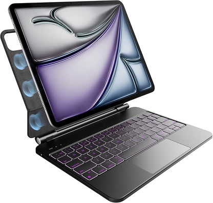 nimin Keyboard Case for 2024 iPad Air 13 and iPad Pro 12.9 6th, 5th, 4th, 3rd Gen,Magic Keyboard for iPad Pro 12.9, Trackpad,Magnetic Attach,7-Color Backlight, Auto Sleep/Wake,Obsidian Black