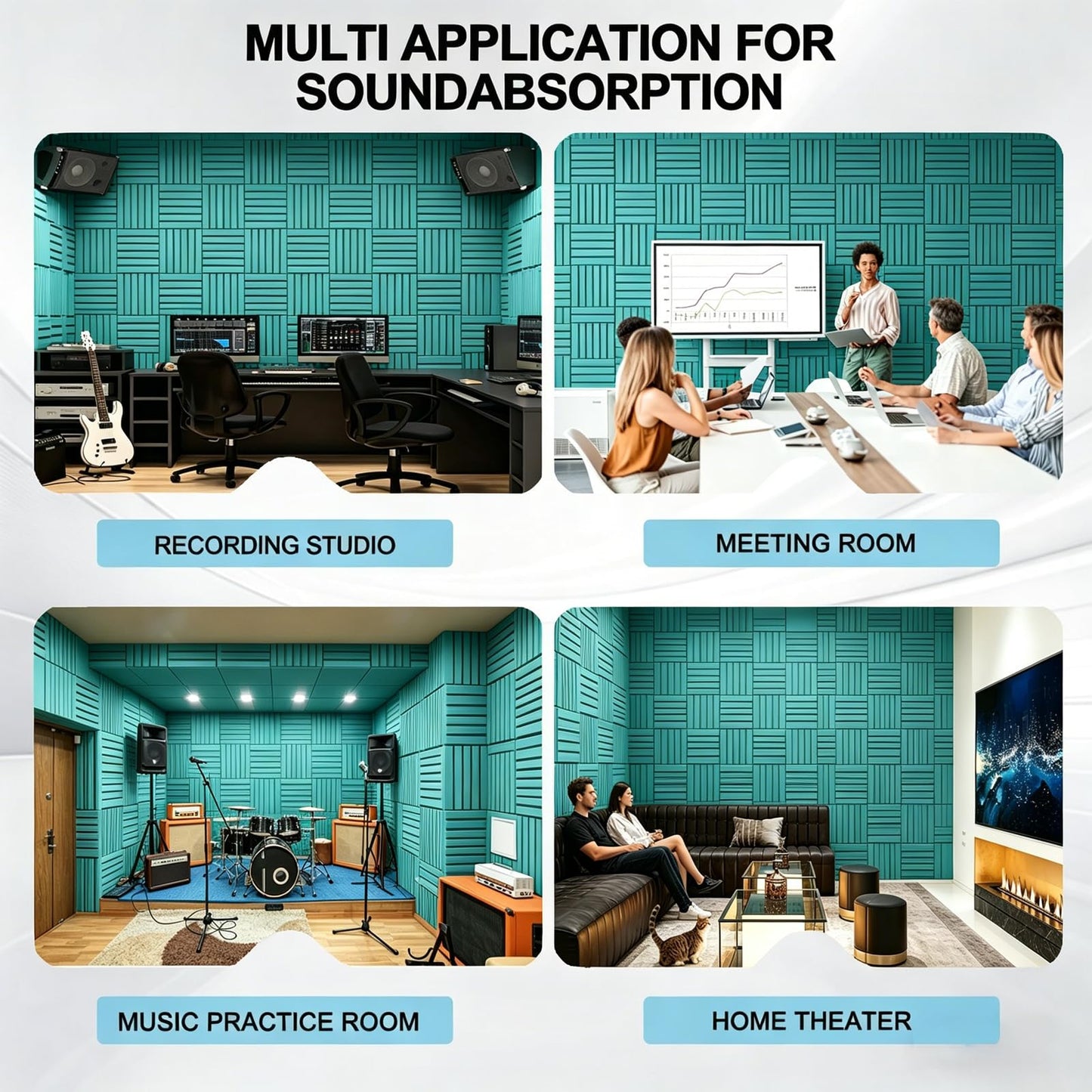 Sound Proof Foam Panels for Walls,Soundproof wall panels,Acoustic Foam Panels Insulation Studio Soundproofing Fire Resistant Noise Absorbing for Studio, Office, Home Blue(DK-L 12" X 12" X 1", 30PACK)