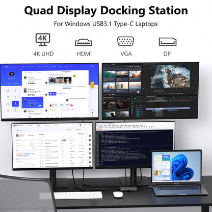 USB C Docking Station Dual Monitor Computer Multiple Monitor Hub Adapter
