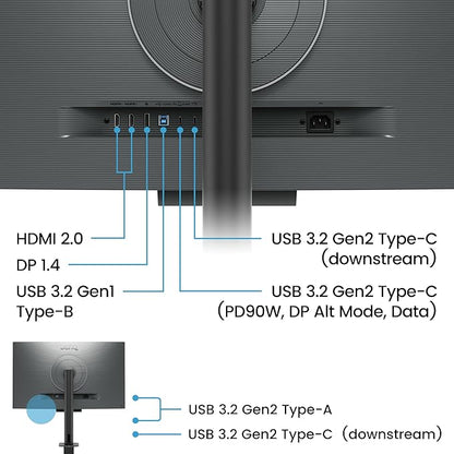 BenQ RD320UA 32” 4K 3840x2160 Programming Monitor with 2000:1 Contrast Ratio, Nano Matte Panel, MoonHalo, 90W USB-C, Coding Modes, Night Hours Protection, Ergonomic Stand, and Eye-Care Technology