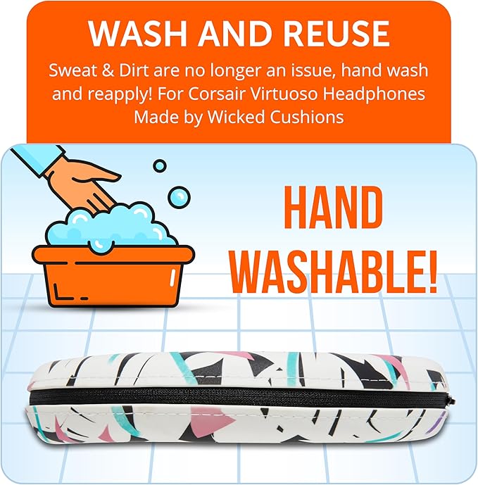 WC BandZ Virtuoso V2 - Silicone Headband Cover for Corsair Virtuoso Headphones by Wicked Cushions | Machine Washable, No More Flaking Leather | for Virtuoso Wireless, XT, and SE | 90's White