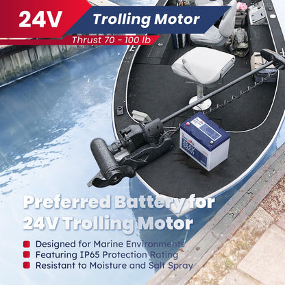 Timeusb 24V 50Ah Trolling Motor LiFePO4 Battery for Marine, Boat
