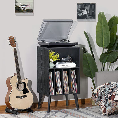 Lerliuo Record Player Stand, Black Turntable Stand Holds up to 160 Albums