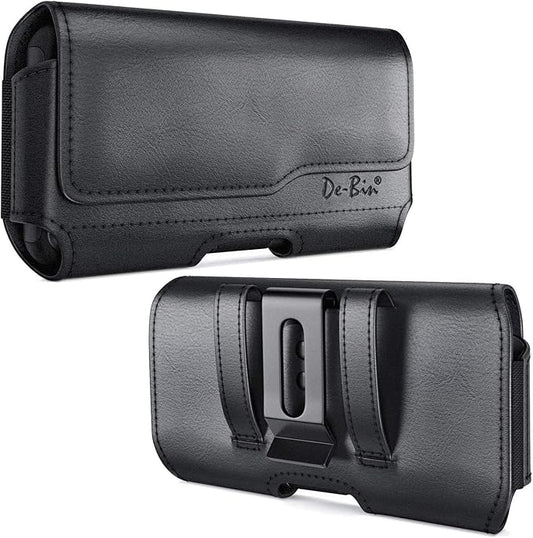 DeBin Case for Galaxy S25 Ultra S24 Ultra 5G, S24 FE, S23 Ultra, S22 Ultra, S21 Ultra, Note 20 Ultra - Cell Phone Belt Holster with Clip Pouch Holder Cover (Fits Samsung Phone with Case on) Black
