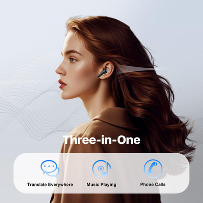 Merryking Active Noise Cancelling Wireless Earbuds with Real Time Translation, in Ear Bluetooth 5.4 Headphones Stereo Bass Ear Buds Translator via APP (Black)