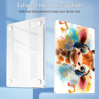 Mektron Compatible with M4 MacBook Air 15 inch Case 2025 A3241 2024 2023 M3 A3114 A2941 M2 Liquid Retina Display Touch ID, Plastic Hard Case & Keyboard Skin & Screen Protector - Cute Giraffe