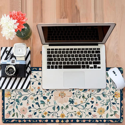 Gaming Desk Pad Large Extra Length Oriental Decorative Mouse Pad Keyboard Laptop Non-Slip Waterproof with Rubber Base Thick Stitched Edge Mouse Mat for Office Home 35.4 x 15.7 Inches