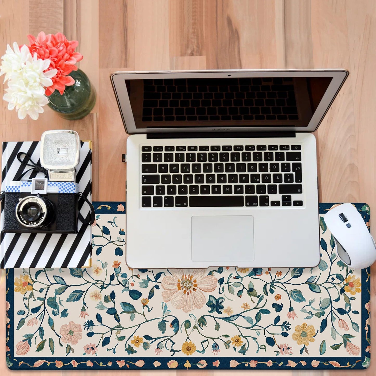 NITAHHHY Gaming Desk Pad Large Extra Length Oriental Decorative Mouse Pad Keyboard Laptop Non-Slip Waterproof with Rubber Base Thick Stitched Edge Mouse Mat for Office Home 35.4 x 15.7 Inches