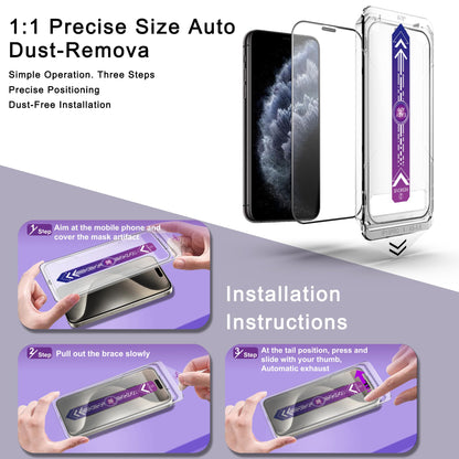 CHRYSHA 2-Pack Screen Protector Tempered Glass for iPhone 11 Pro and iPhone XS and iPhone X 5.8-Inch, Auto Dust Removal, No Bubbles, High Definition Clear, Easy Installation
