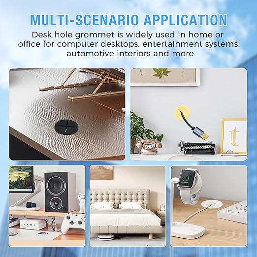 Desk Grommet, 3/4 in 20 mm Silicone Rubber Grommets, White Desk Hole Cover for Cables, Flexible Wall Cord Pass Through Grommet for Office Table Computer Home Furniture Wire Organizer-8 Pcs