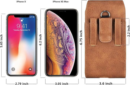 Phone Holster for Samsung Galaxy S24 S23 S22 S21 S20 FE S10 S9 A51 A52 A53 Note 20 Note 10 Plus LG Stylo 5 PU Leather Case Pouch Belt Phone Holder with Belt Clip,Brown