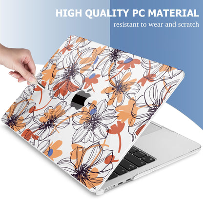 Mektron Compatible with M4 MacBook Air 15 inch Case 2025 A3241 2024 2023 M3 A3114 A2941 M2 Liquid Retina Display Touch ID, Plastic Hard Case & Keyboard Skin & Screen Protector - Floral C345