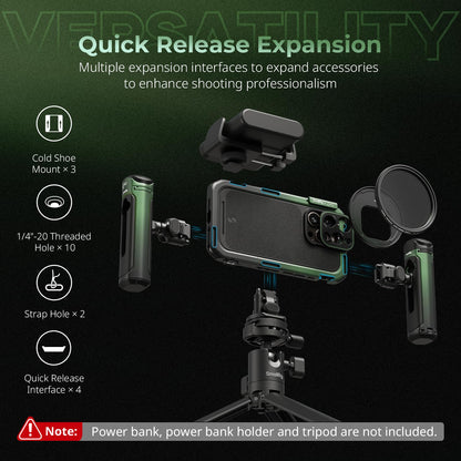 SMALLRIG x Brandon Li Mobile Video Kit for iPhone 16 Pro, Phone Cage with Lightweight Case, Rotatable Wireless QR Handles, 67MM Magnetic VND Filter Kit, Support for MagSafe - 5002
