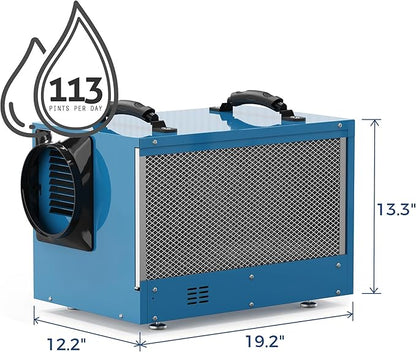 ALORAIR Commercial Dehumidifier 113 Pint, with drain Hose for Crawl Spaces, Basements, Industry Water Damage Unit, Compact, Portable, Auto Defrost, Memory Starting, 5 Years Warranty, Sentinel HD55
