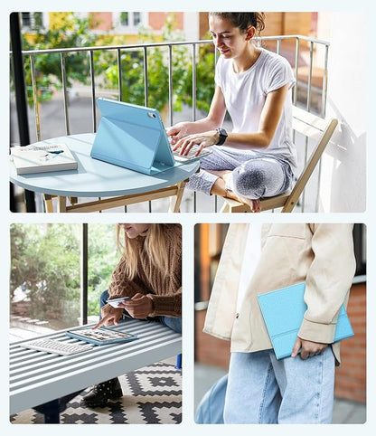 CHESONA Keyboard Case for iPad (A16) 11th/10th Generation (2025/2022), Detachable Wireless Keyboard, Stand Folio Keyboard Cover with Pencil Holder, Thin & Light (Blue)
