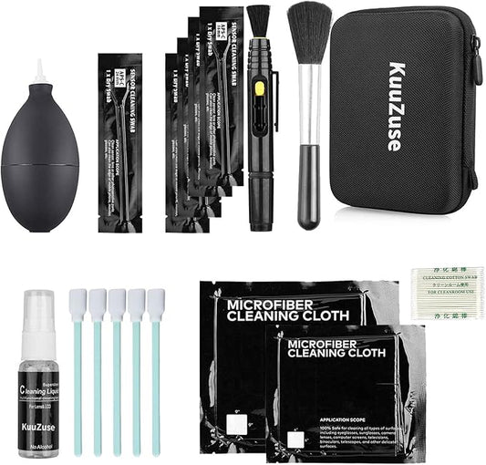 KuuZuse Professional DSLR Camera Cleaning Kit with APS-C Cleaning Swabs, Microfiber Cloths, Camera Cleaning Pen, for Camera Lens, Optical Lens and Digital SLR Cameras.