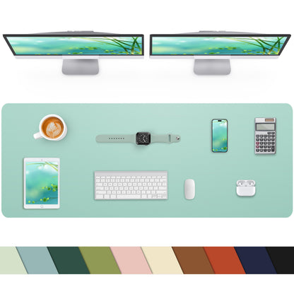Leather Desk Pad Protector, Office Mat, Large Mouse Pad, Non-Slip Blotter, Laptop Pad, Waterproof Writing Pad for Office & Home (Grey Blue, 40" x 17")