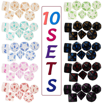 Polyhedral Dice Set, 70 Pcs DND Dice with 10 Pouche