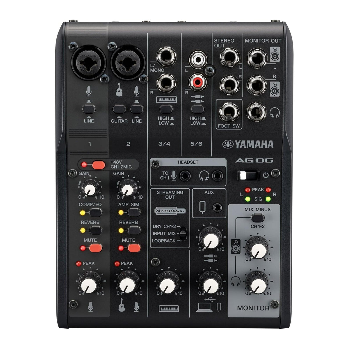 Yamaha AG06MK2 White 6-Channel USB-C Audio Interface & Live Streaming Mixer