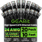GEARit Cat6 Patch Cables Cat 6 Ethernet Cable 1 ft 20-Pack Purple