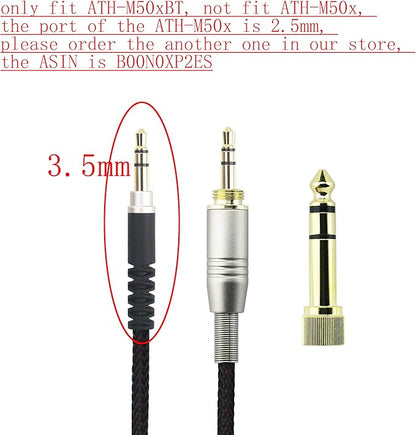 NewFantasia Replacement Audio Upgrade Cable Compatible with Audio-Technica ATH-M50xBT, ATH-AR3BTBK, ATH-SR50BT, ATH-ANC9, ATH-ANC7B, ATH-SR5BTBK, ATH-S700BT Headphones 1.2meters/4ft