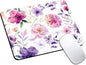 Mouse Pad, Cute Purple Watercolor Flowers Mouse Pads for Desk, 9.5" x 7.9" Non-Slip Rubber Base Computer Mousepad with Women, Portable Square Design for Wireless Mouse and Pad Laptop Office & Travel