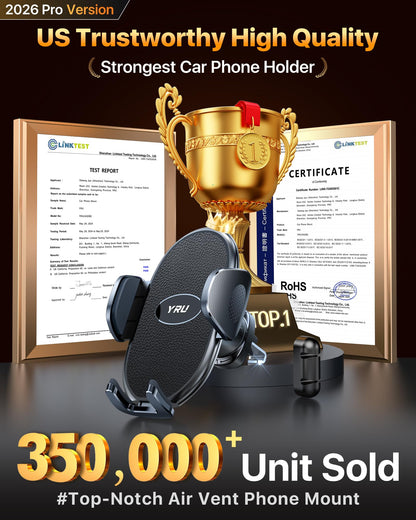 YRU [2026 Upgraded Military-Grade Metal Hook Phone Holders for Your Car
