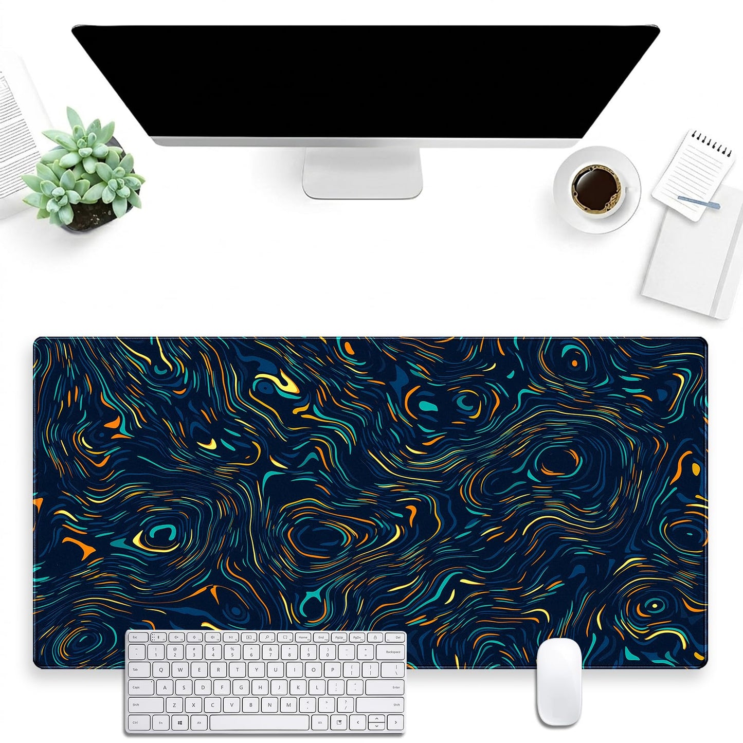 Abstract Swirl Desk Mat, XXL Large Gaming Mouse Pad