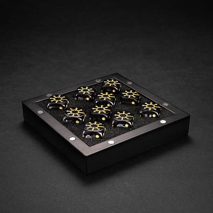 D6 Dice Set – 10× Six-Sided Resin Dice with Themed Designs – 16mm Tabletop for Wargames, RPGs, MTG, and Board Games (B-Dice in Wooden Box, Chaos Dice Set)