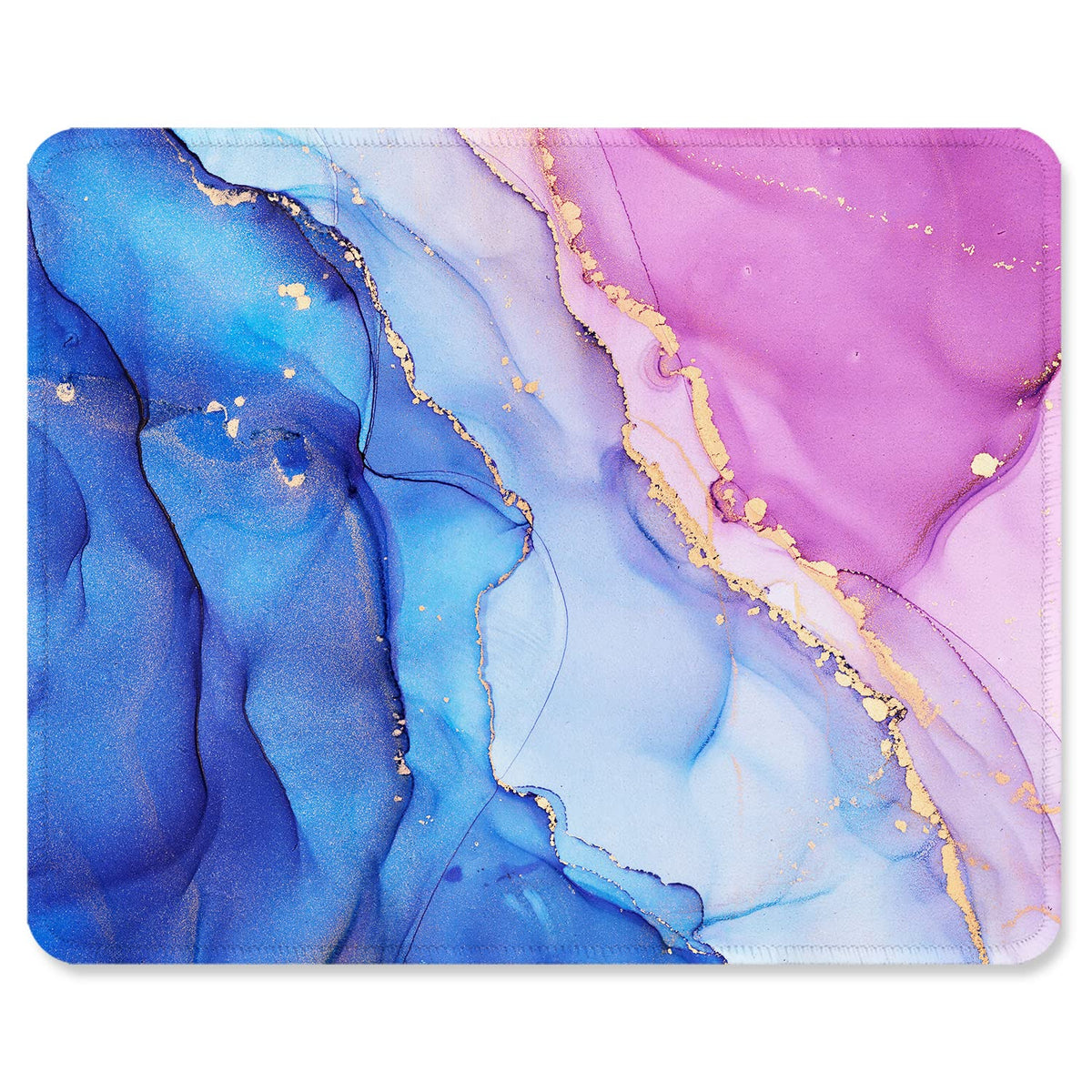ITNRSIIET Mouse Pad with Stitched Edge Premium Textured Smooth Precise Operation Waterproof Washable Non-Slip Rubber Base Desktop Protection Mat, 10.2×8.3×0.12 inches, Rose Gold Leopard Print