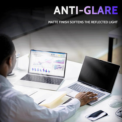 Privacy Screen for MacBook Pro 13 In (2016-2022, M1, M2) & MacBook Air 13 Inch (2018-2021, M1), MagicSuction™ Removable Anti Spy Black Protector, Glare Blue Light Filter for Mac Laptop Computer