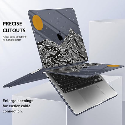 Case for MacBook Pro 13 inch with/Without Touch Bar (2016-2022, M2 A2338 M1 A2289 A2251 A2159 A1989 A1706 A1708), Hard Shell + Keyboard Cover + Dust Plug, Mountain