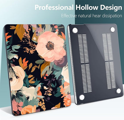 TWOLSKOO Compatible with M4 MacBook Air 13.6 inch Case 2025-2022 Release M4 A3240 M3 A3113 M2 A2681, Plastic Hard Shell & Keyboard Cover & Type C Adapter & Screen Protector, Bright Abstract Flowers