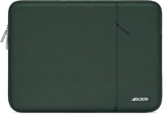 MOSISO Laptop Case 15 inch, 15 inch Laptop Sleeve Compatible with MacBook Air 15 M4 A3241 M3 A3114 M2 A2941 2025 2024 2023,Dell XPS 15,Polyester Vertical Computer Sleeve Bag with Pocket,Midnight Green